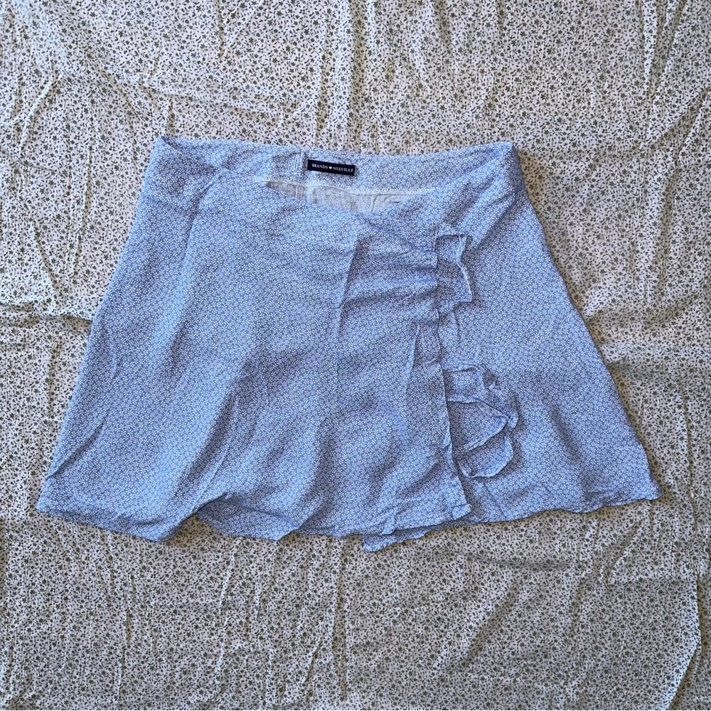 Brandy Melville Blue Floral Wrap Skirt